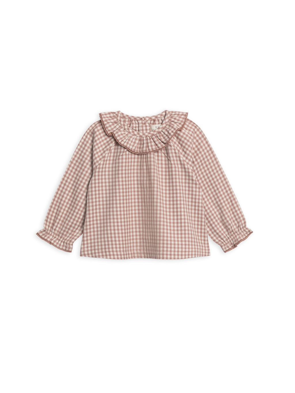 Mauve Gingham Shirley Poplin Ruffle Collar Shirt