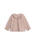 Mauve Gingham Shirley Poplin Ruffle Collar Shirt