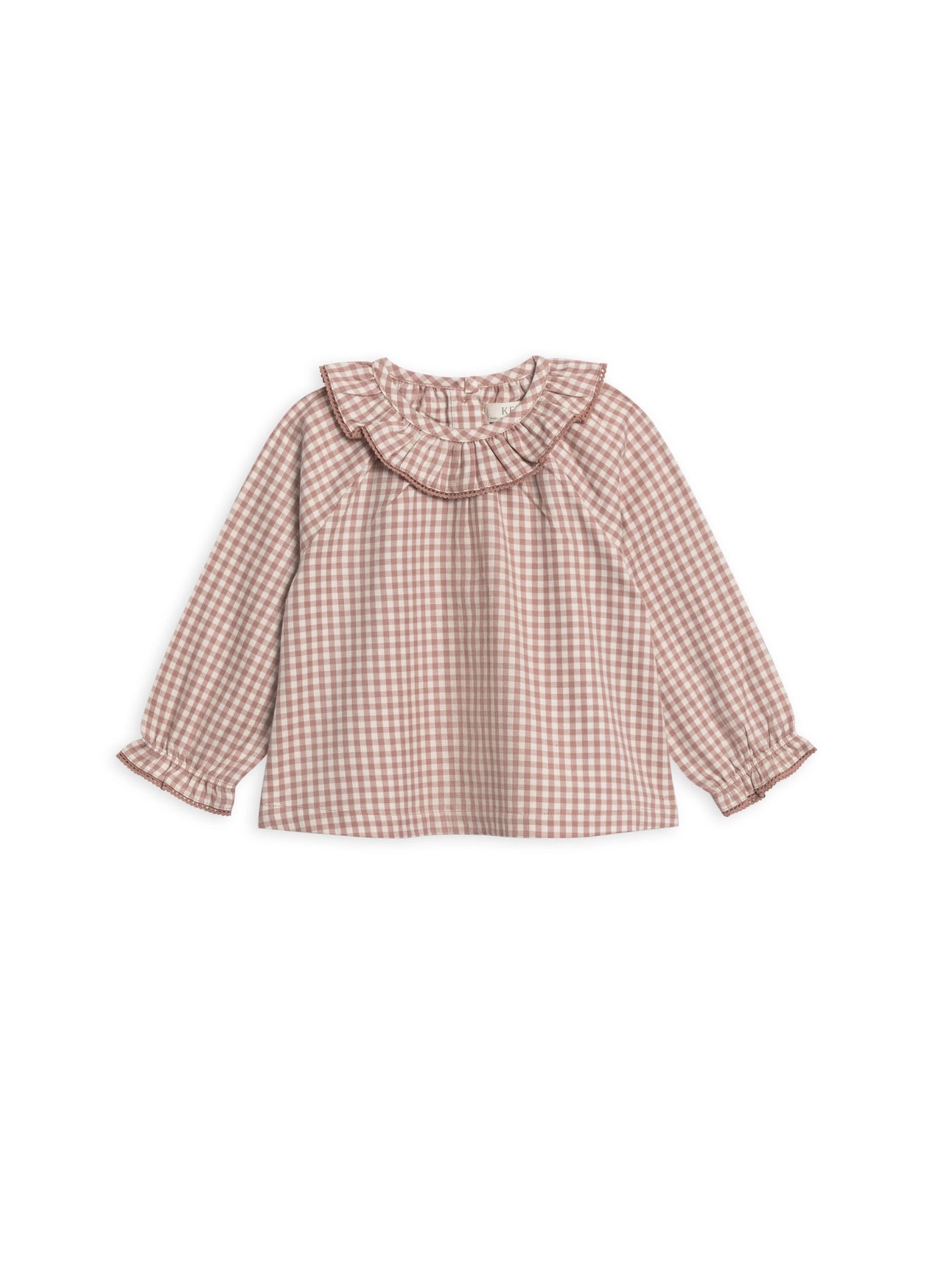 Mauve Gingham Shirley Poplin Ruffle Collar Shirt