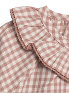 Mauve Gingham Shirley Poplin Ruffle Collar Shirt