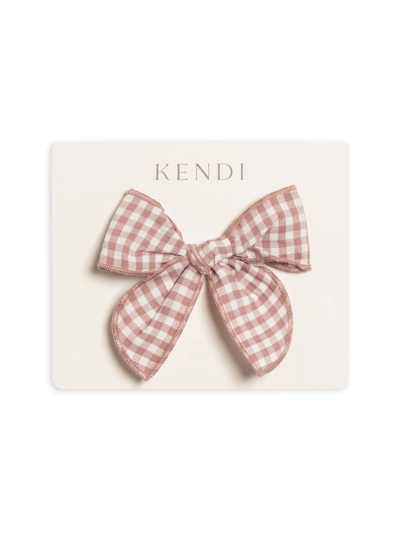 Mauve Gingham Poplin Bow Clip