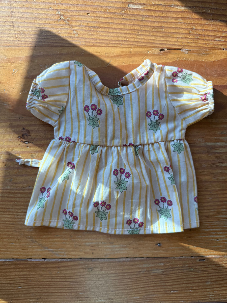 Yellow Striped Floral 28cm Doll Dress