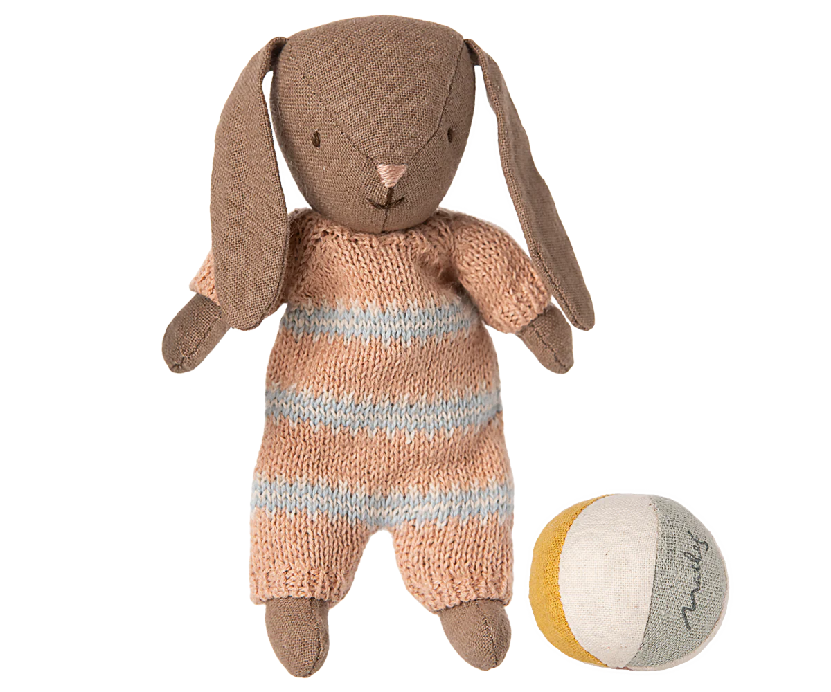 Brown Micro Bunny Set - Dusty Rose