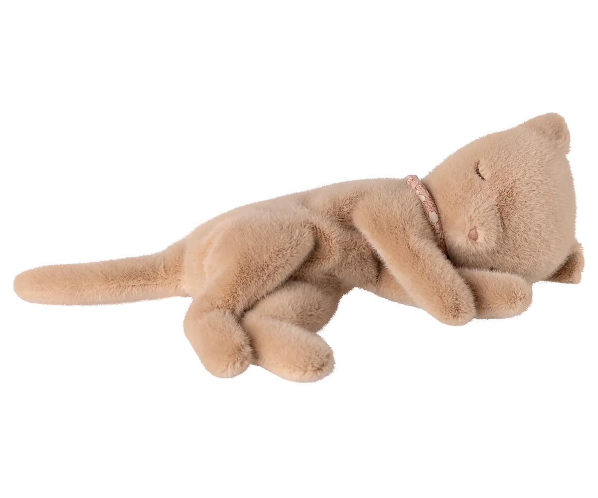 Small Cream Peach Sleeping Plush Kitten