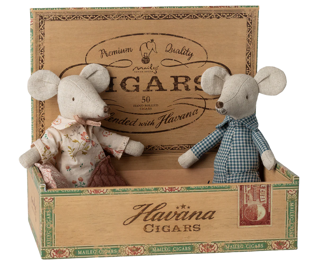 Grandma & Grandpa Mice in Cigarbox