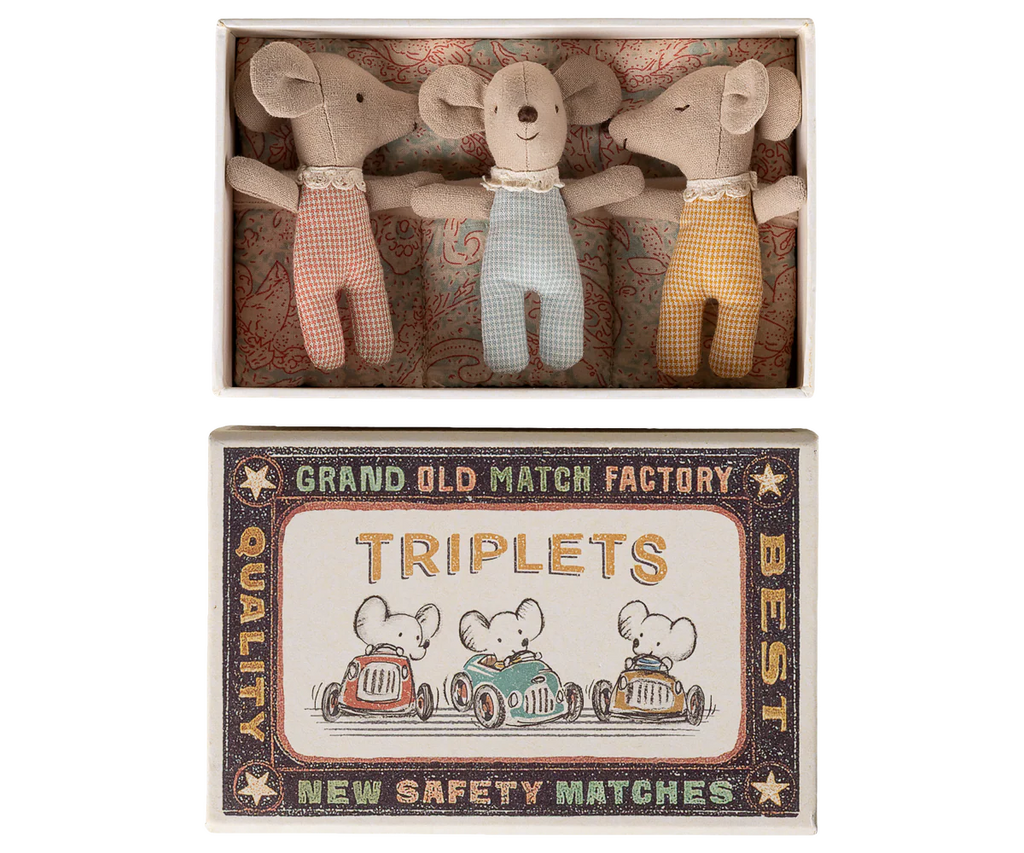 Checker Triplets Baby Mice in Matchbox