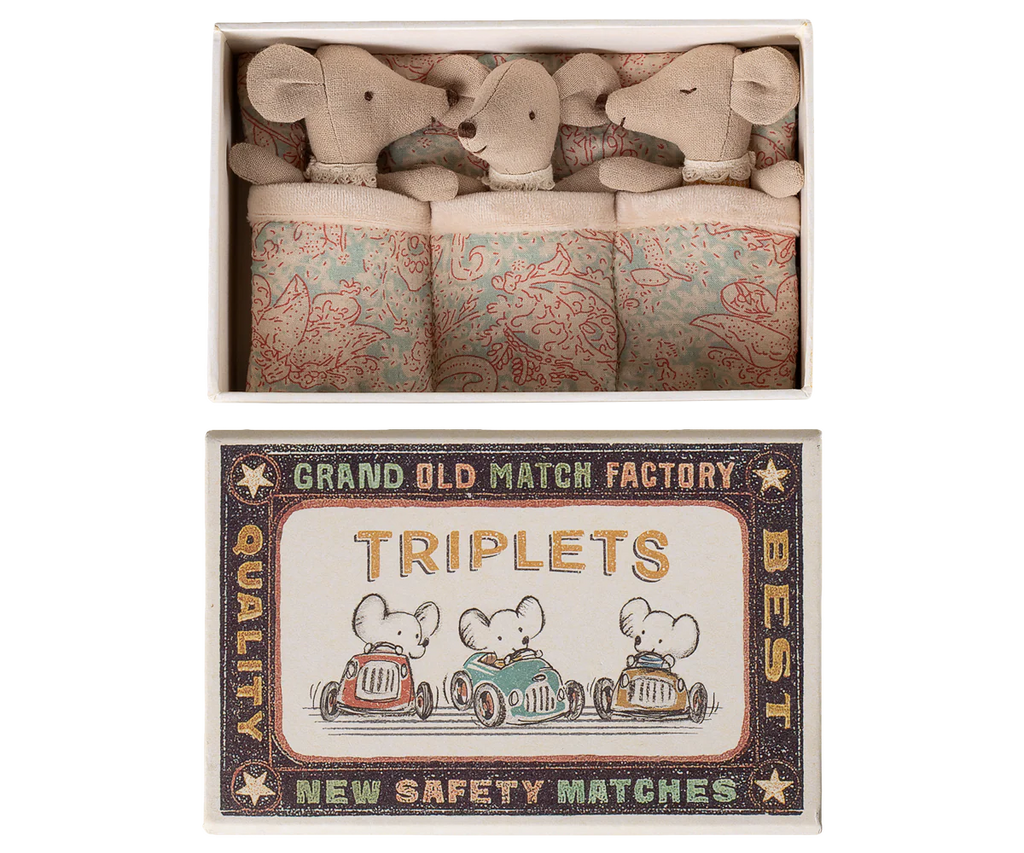Checker Triplets Baby Mice in Matchbox