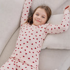 Pink Hearts Waffle Pajama Set