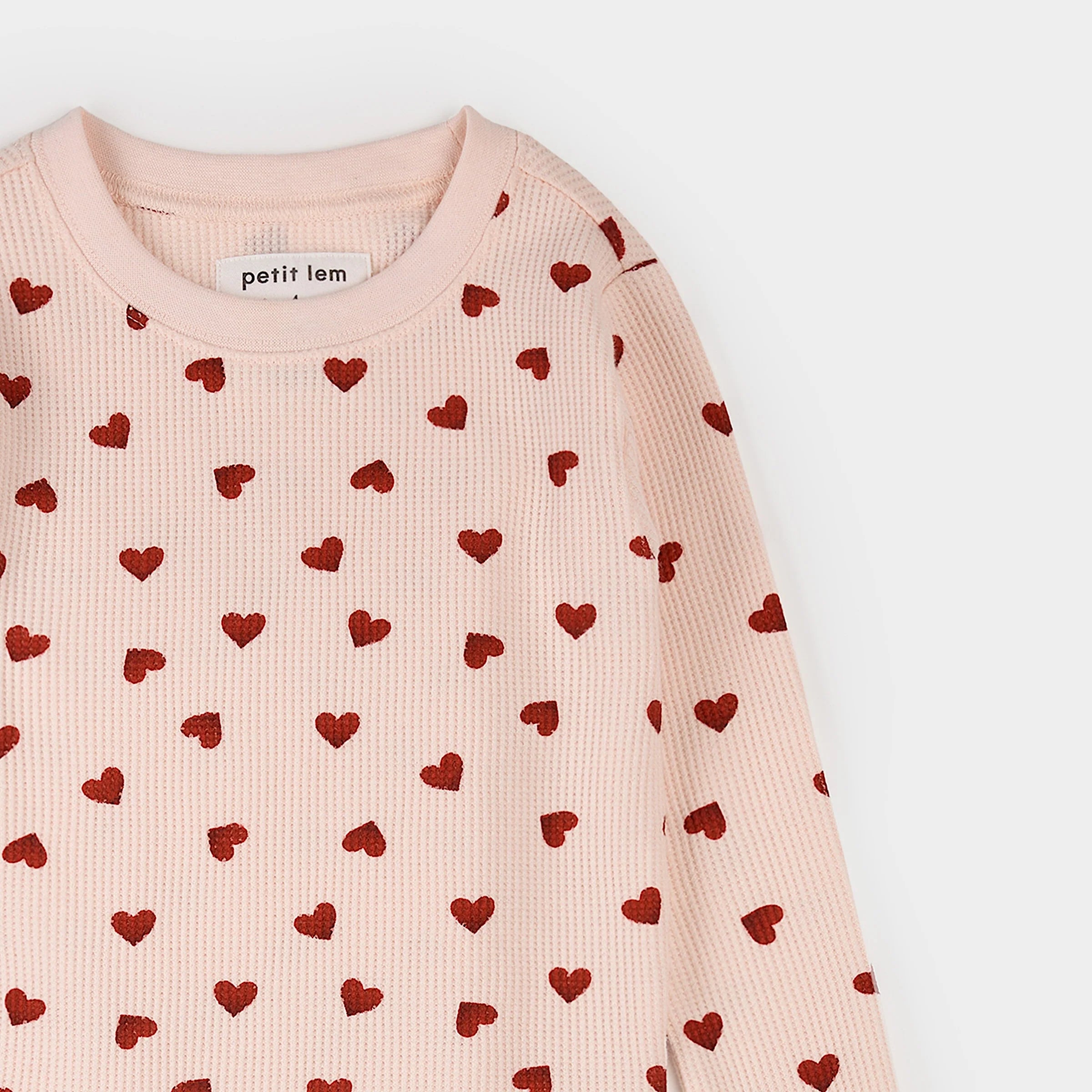Pink Hearts Waffle Pajama Set