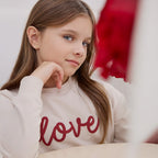 ‘Love’ Beige Fleece Sweatshirt