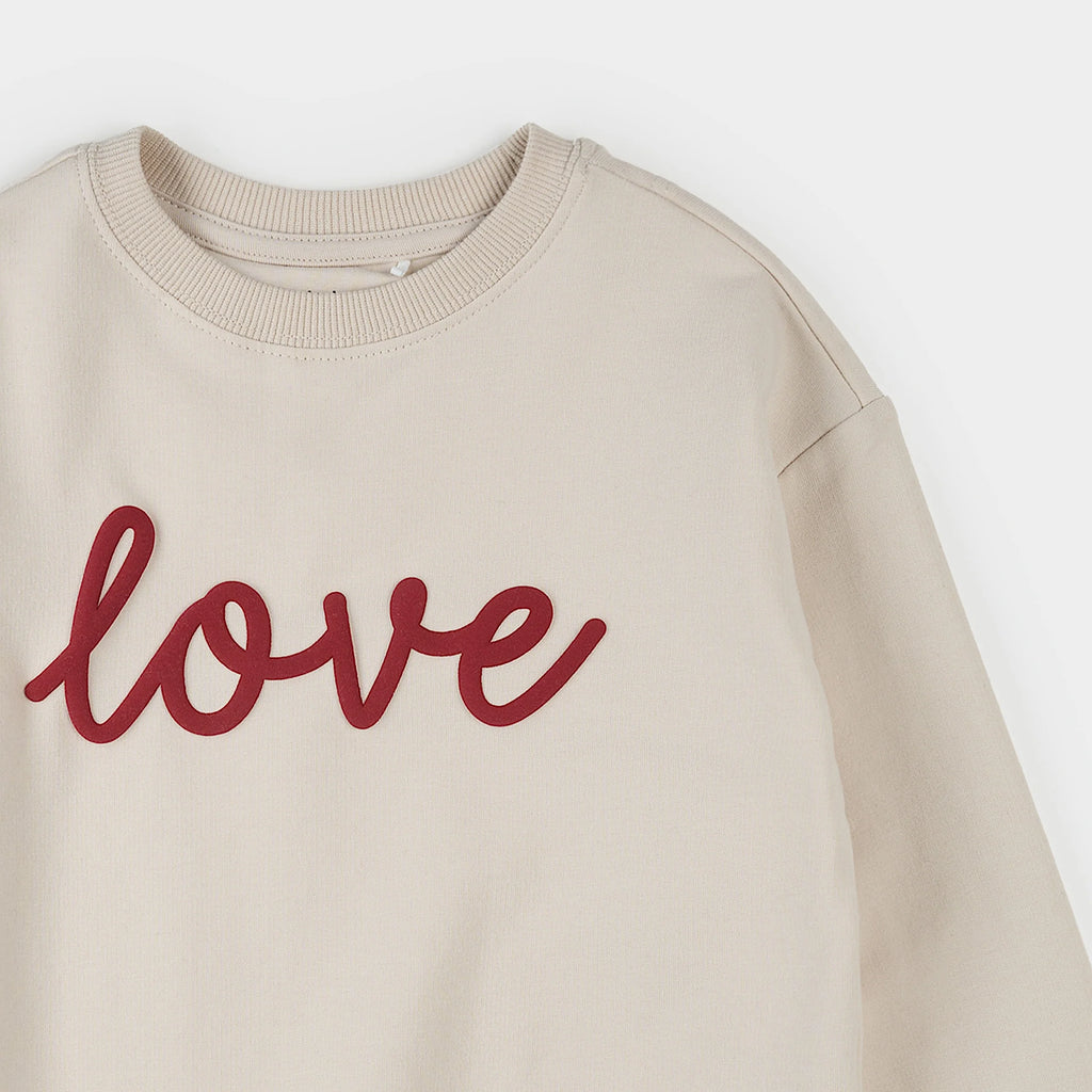 ‘Love’ Beige Fleece Sweatshirt