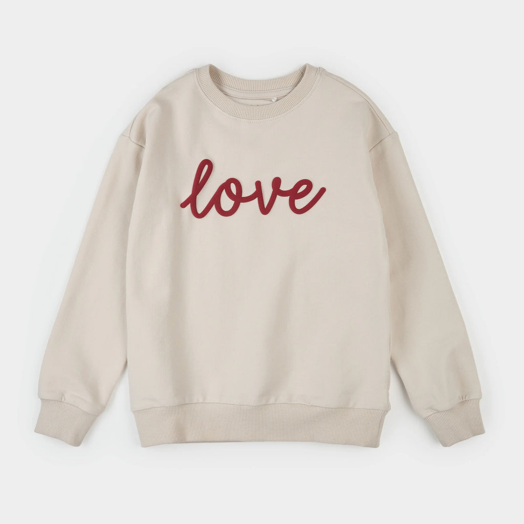 ‘Love’ Beige Fleece Sweatshirt