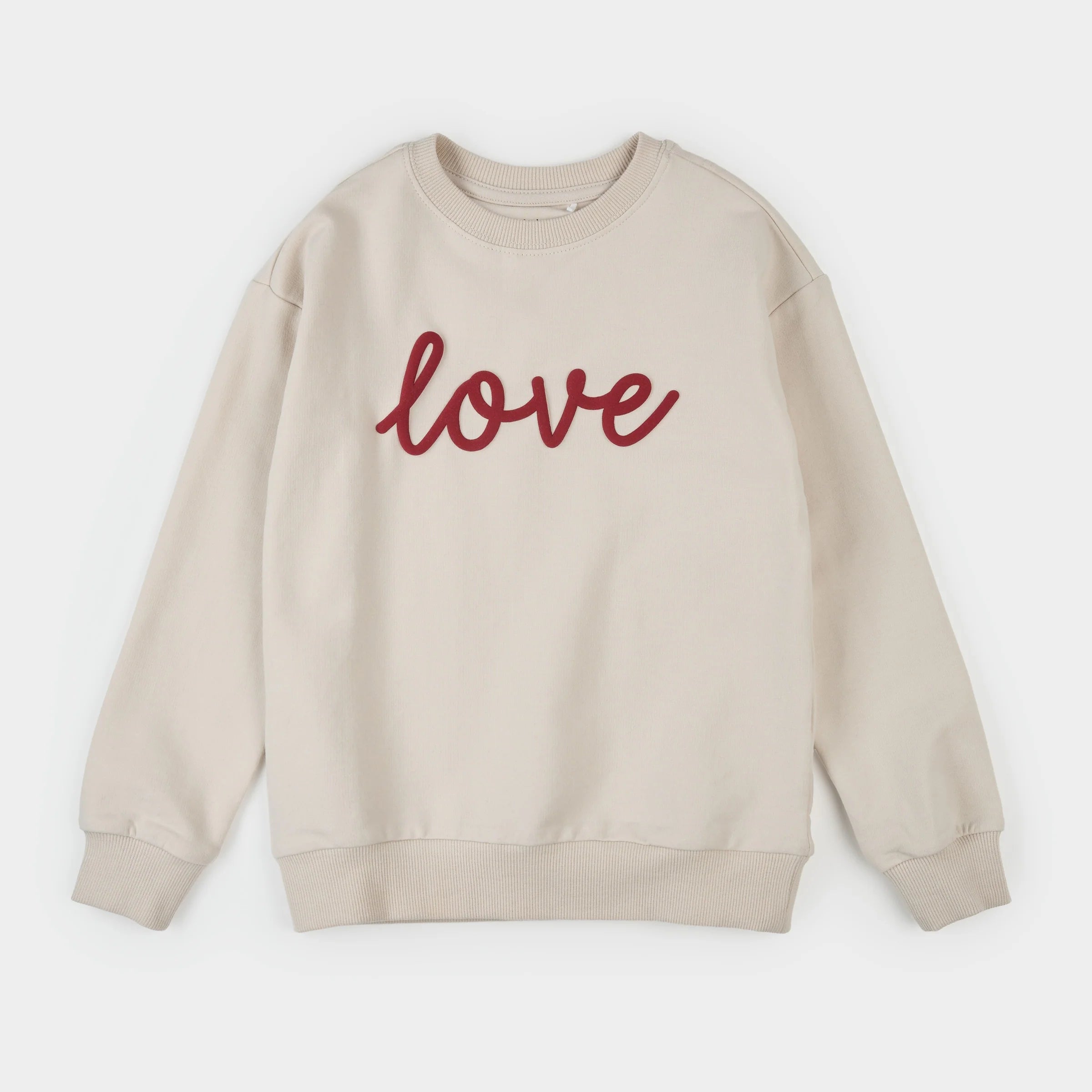 ‘Love’ Beige Fleece Sweatshirt