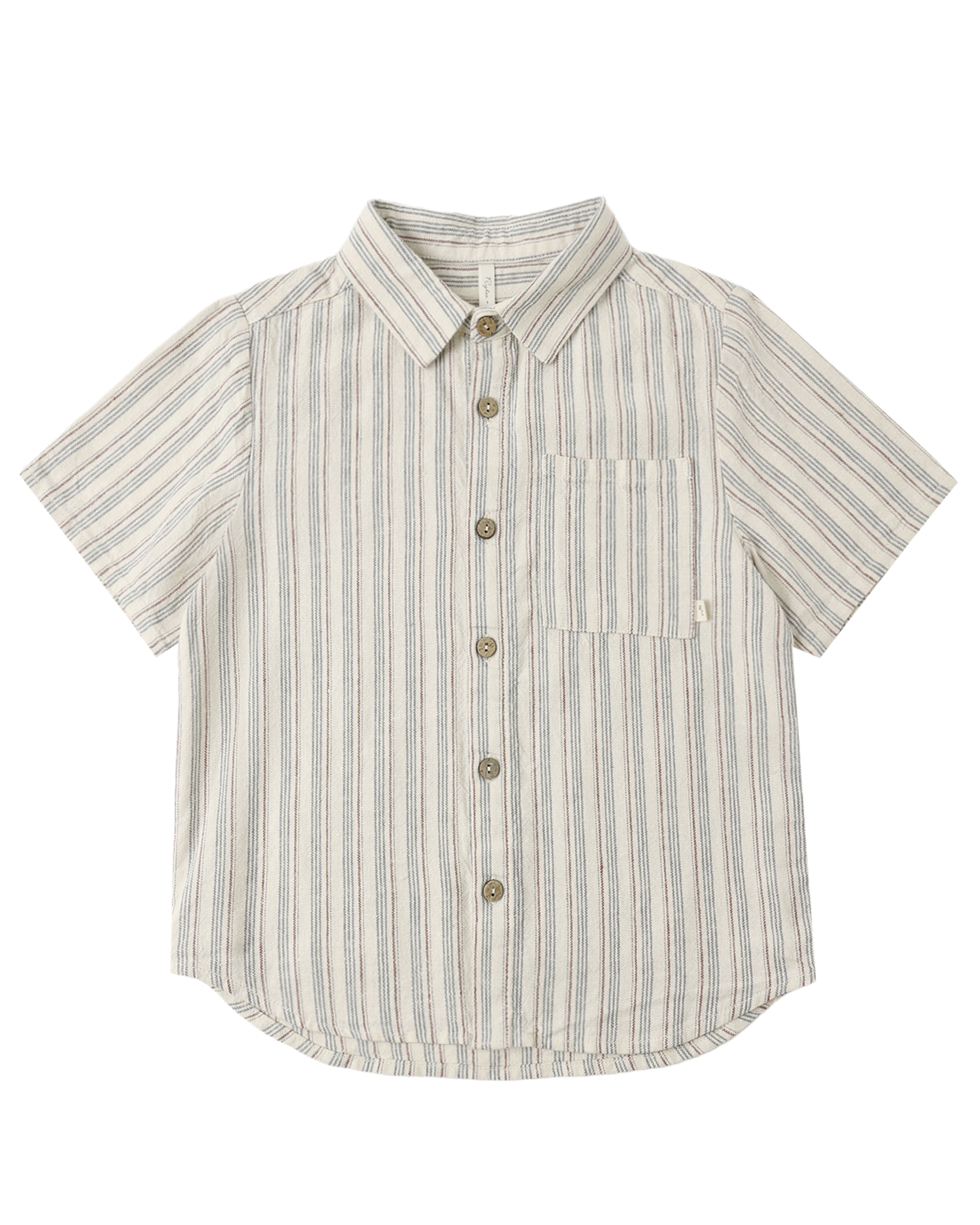 Nautical Stripe Short Sleeve Collared Shirt