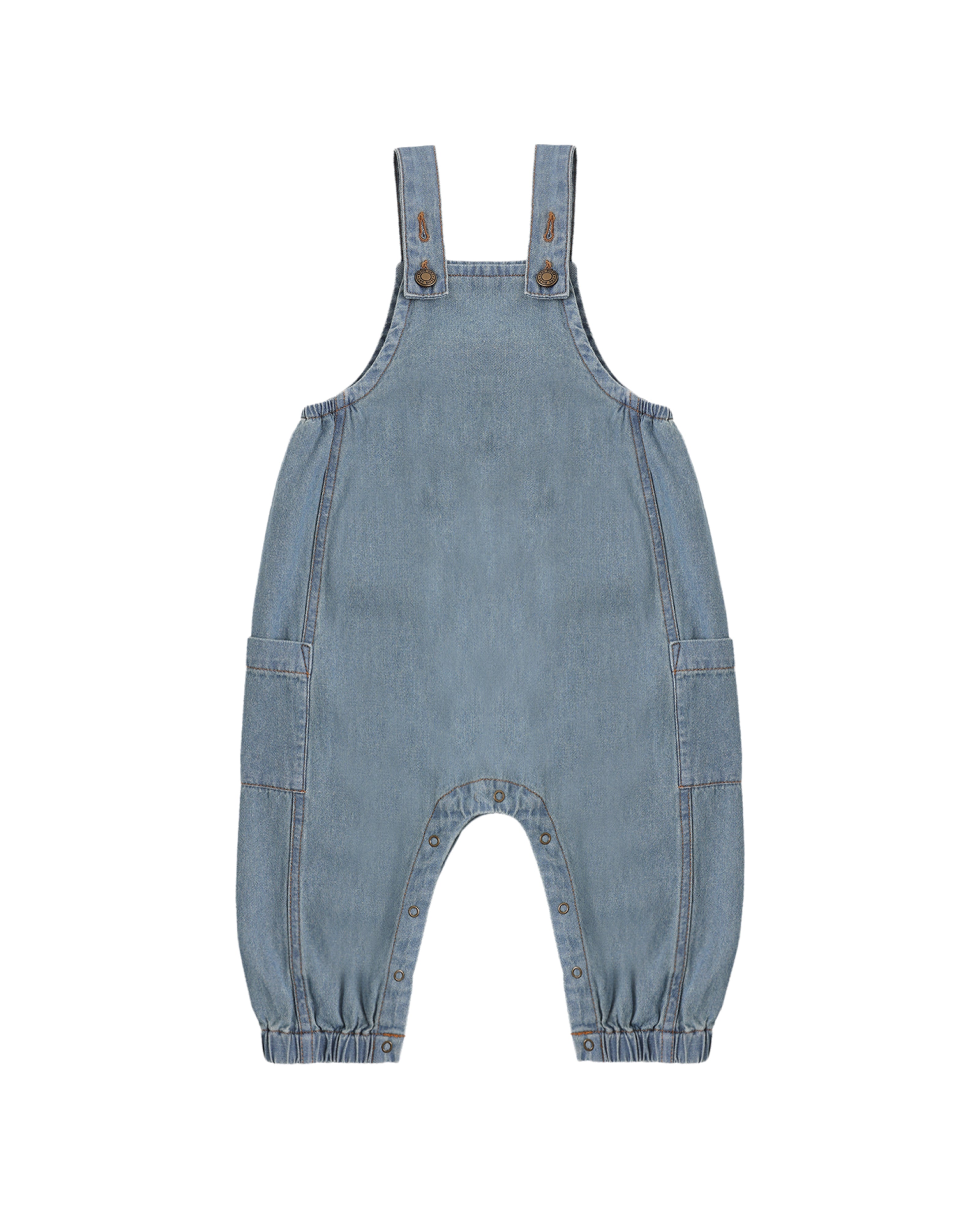 Washed Blue Cargo Baby Overall