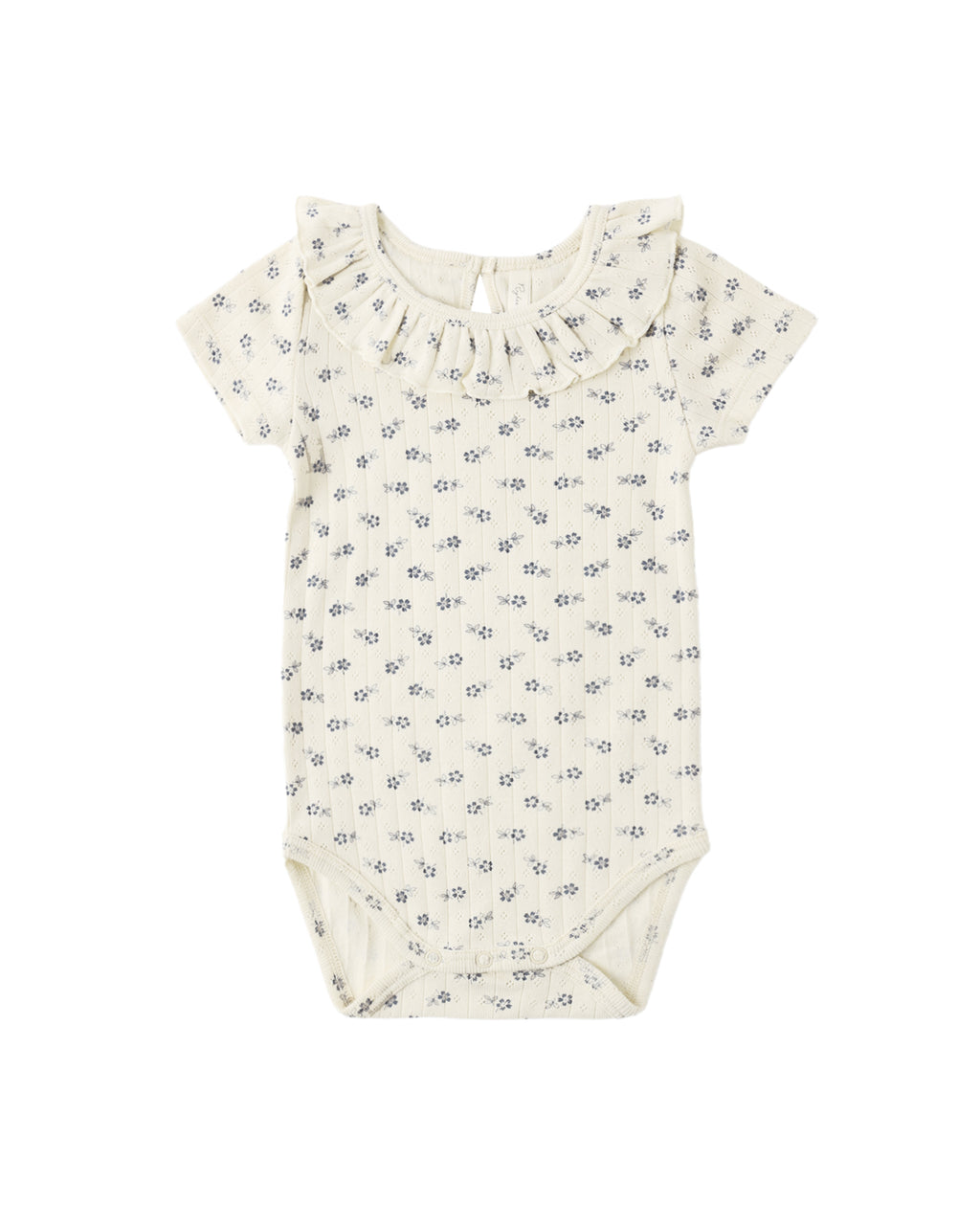 Blue Ditsy Ruffle Collar Bodysuit