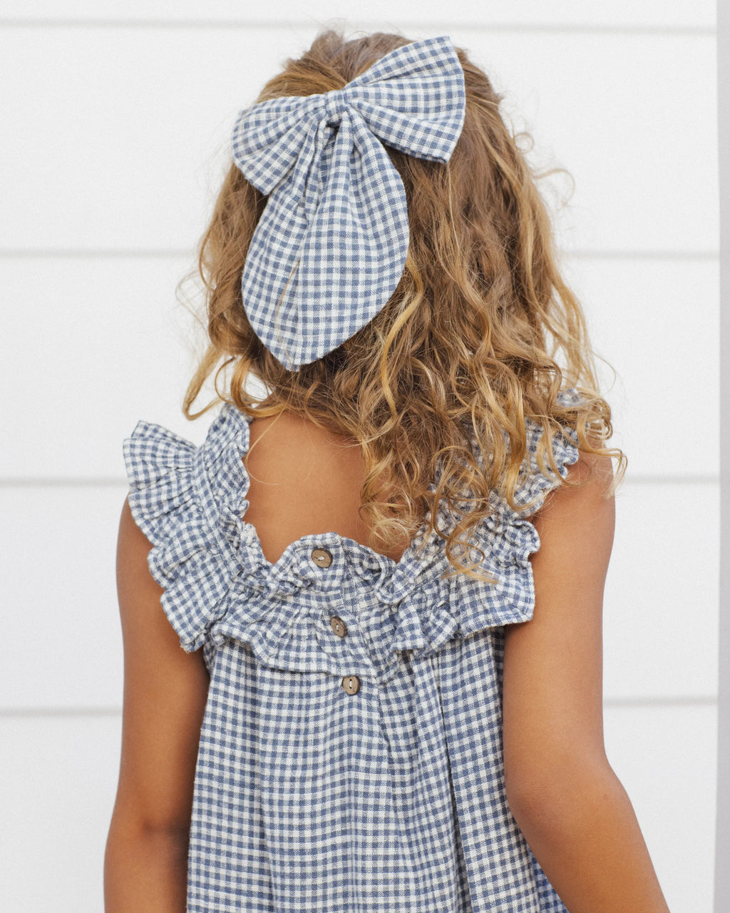 Marine Gingham Oversized Bow