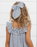 Marine Gingham Oversized Bow