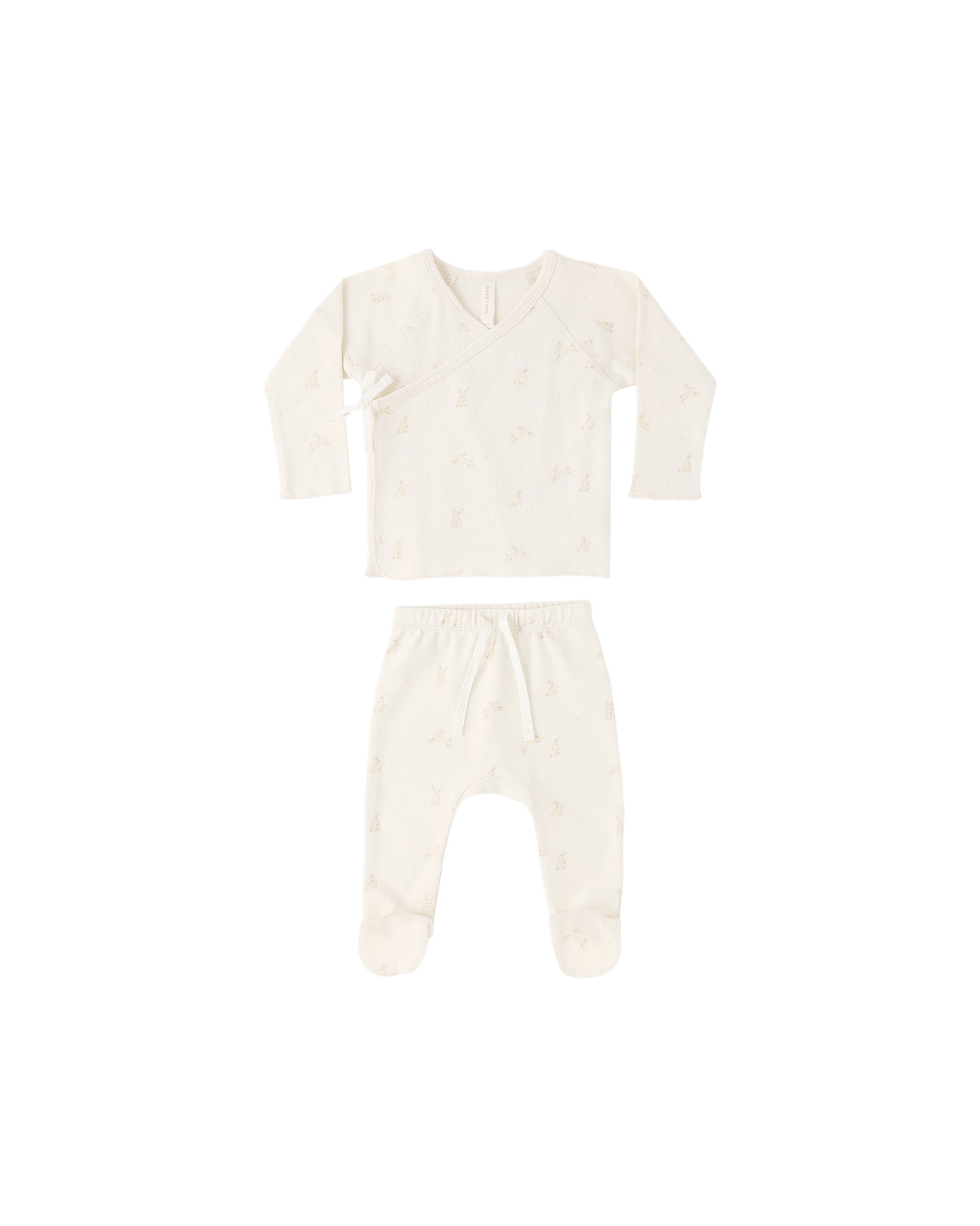 Bunnies Field Wrap Top + Footed Pant Set