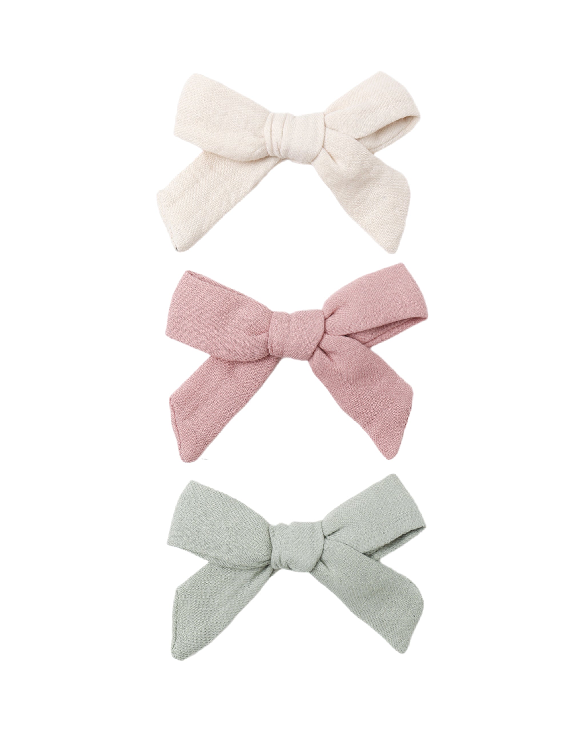 Natural, Mauve & Sage Bow Clip Set