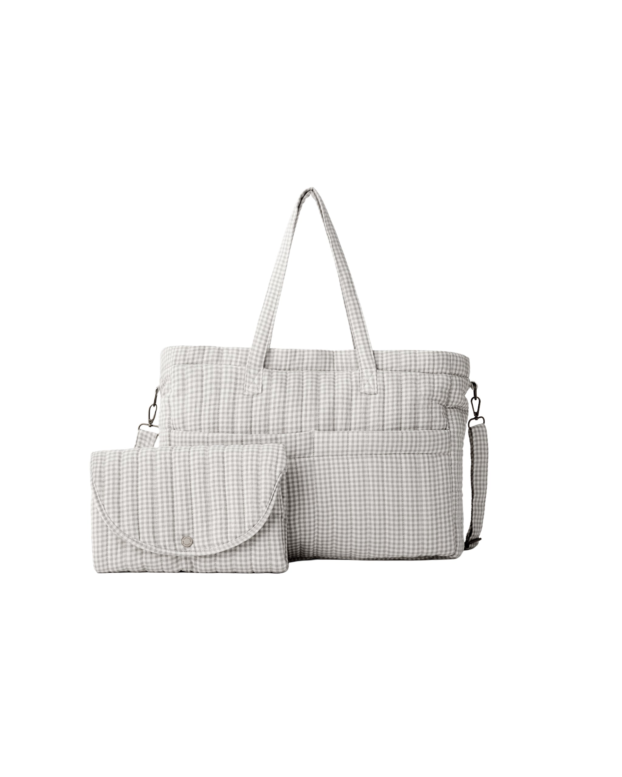 Sage Gingham Diaper Bag & Changing Pad Set