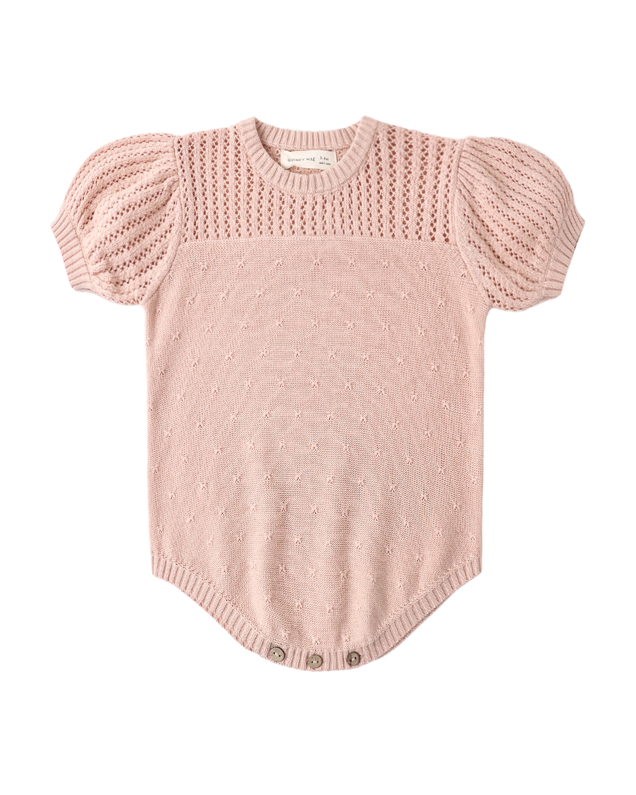 Melon Pointelle Knit Romper