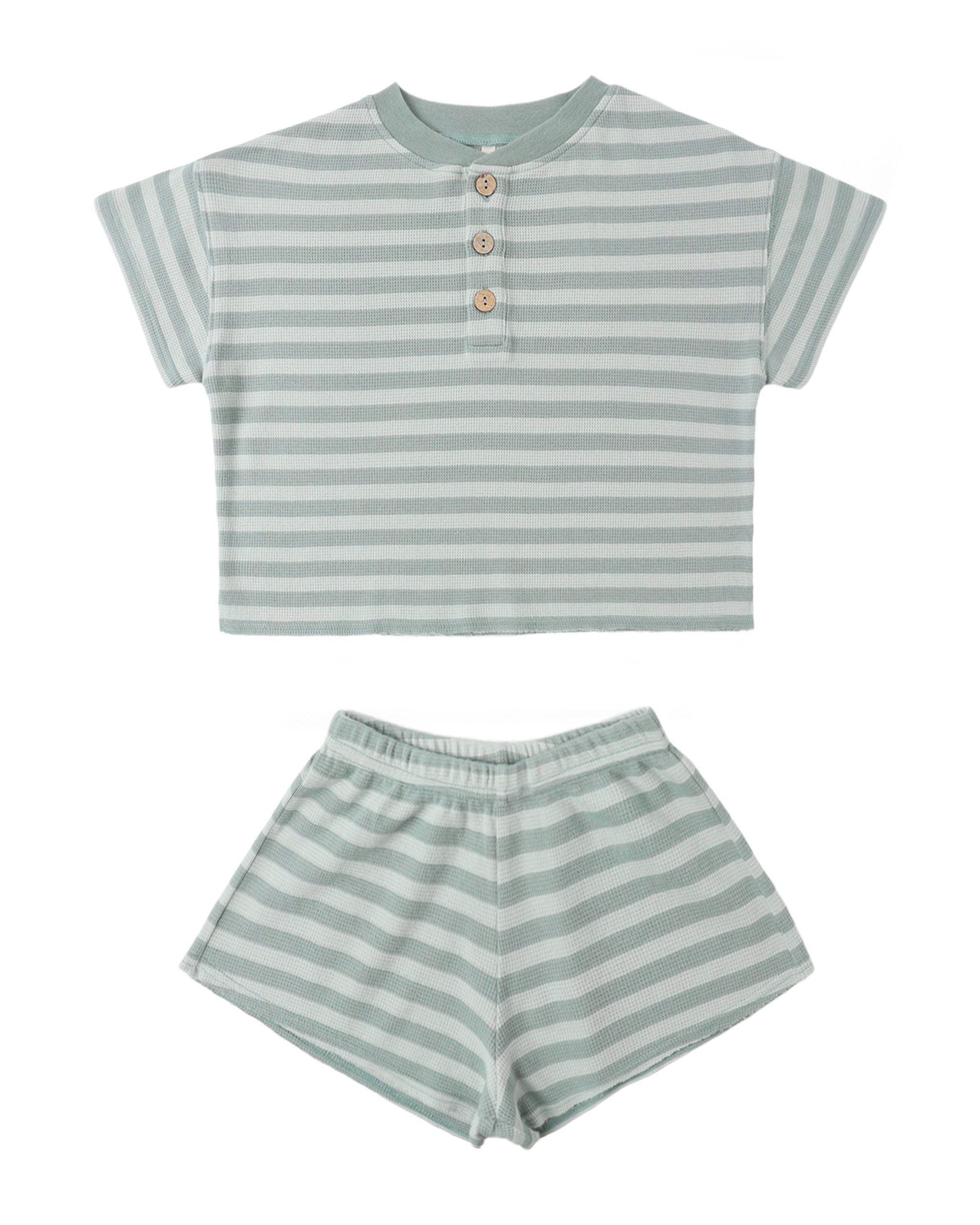 Sea Green Stripe Summer Waffle Set
