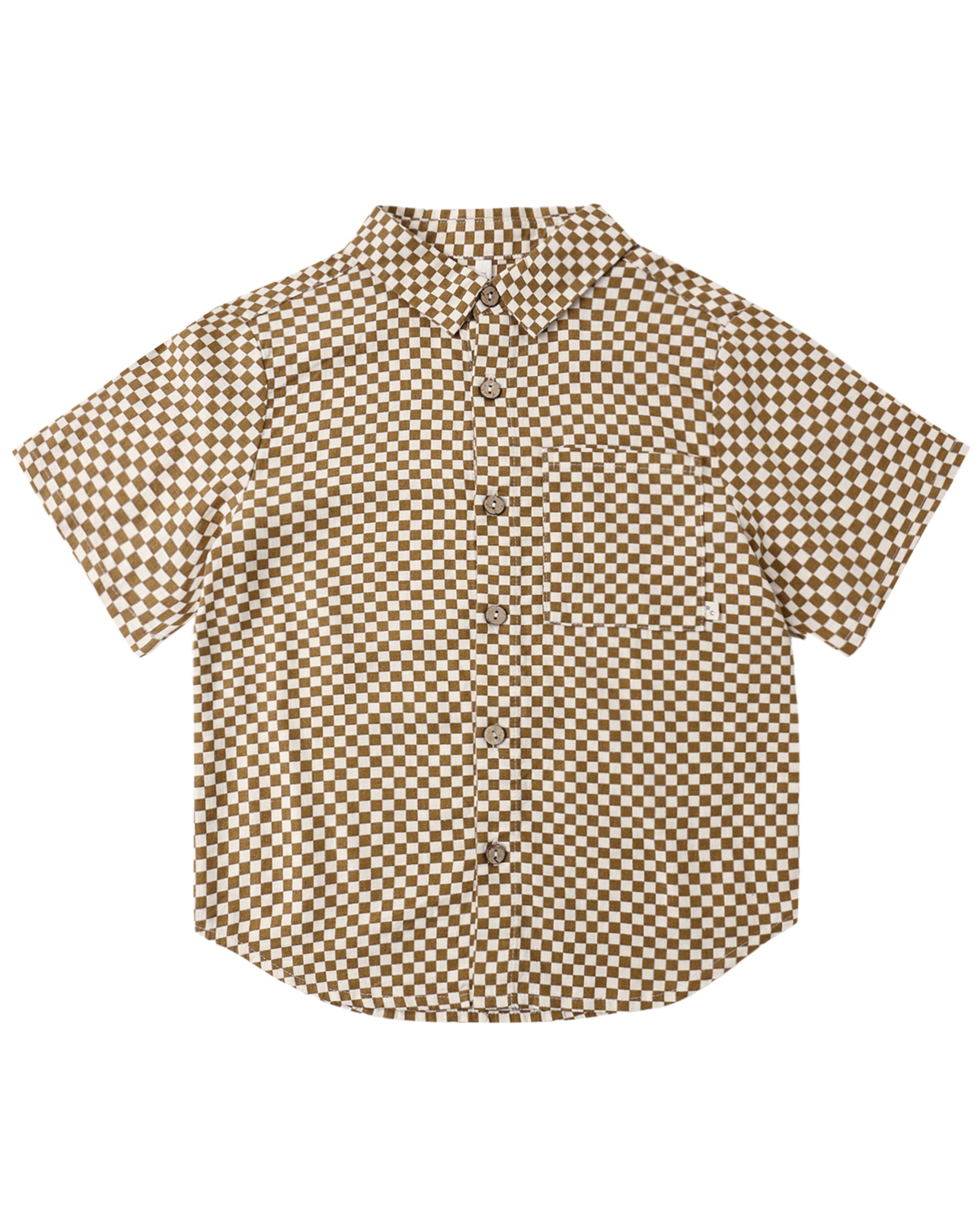 Ocre Check Short Sleeve Collared Shirt