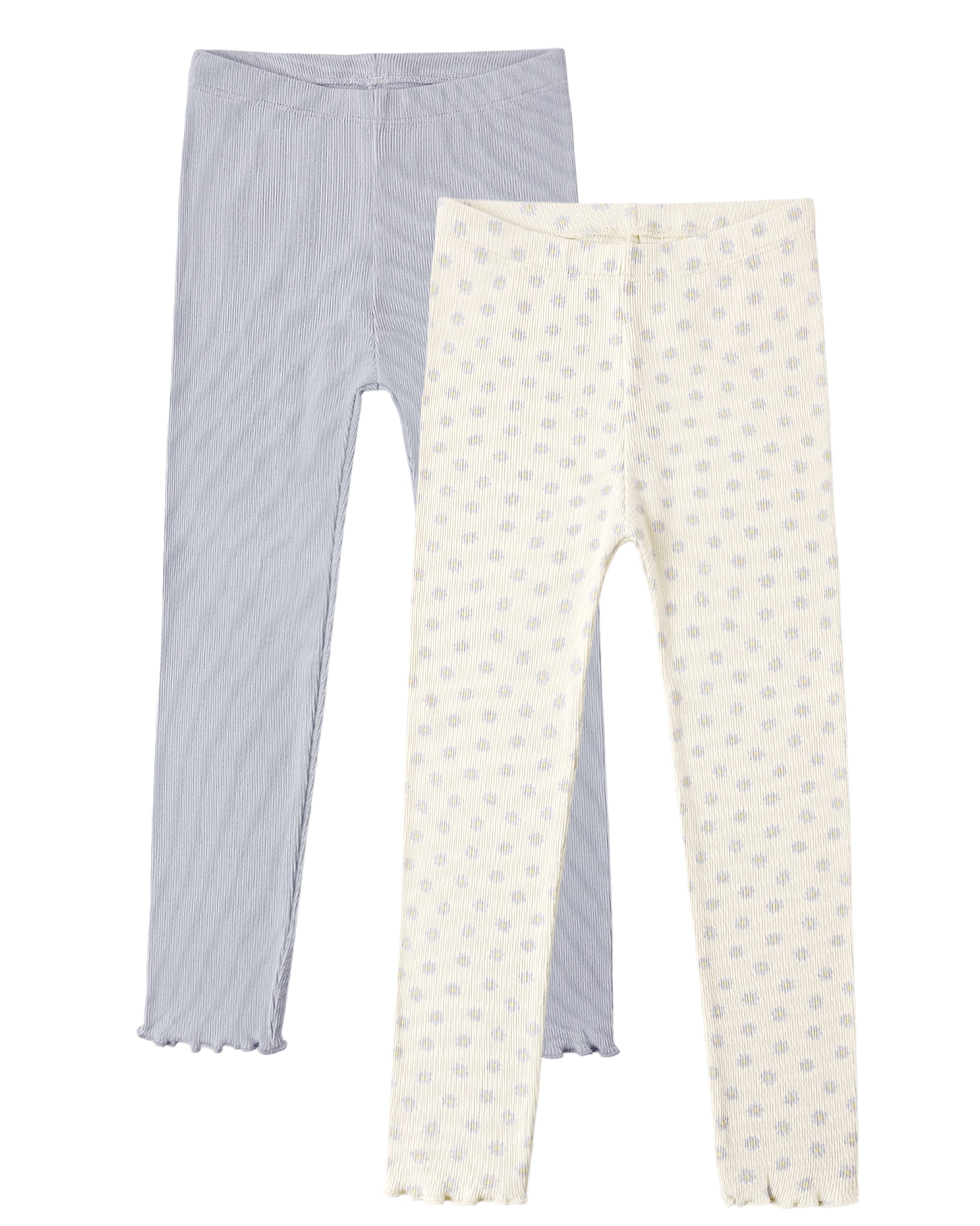 Natural & Periwinkle Ribbed Legging Set