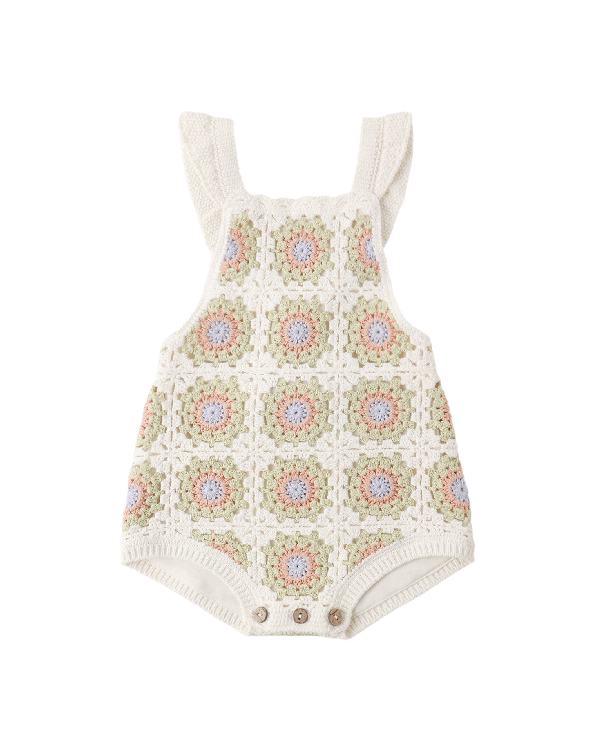 Citron Daisy Crochet Romper