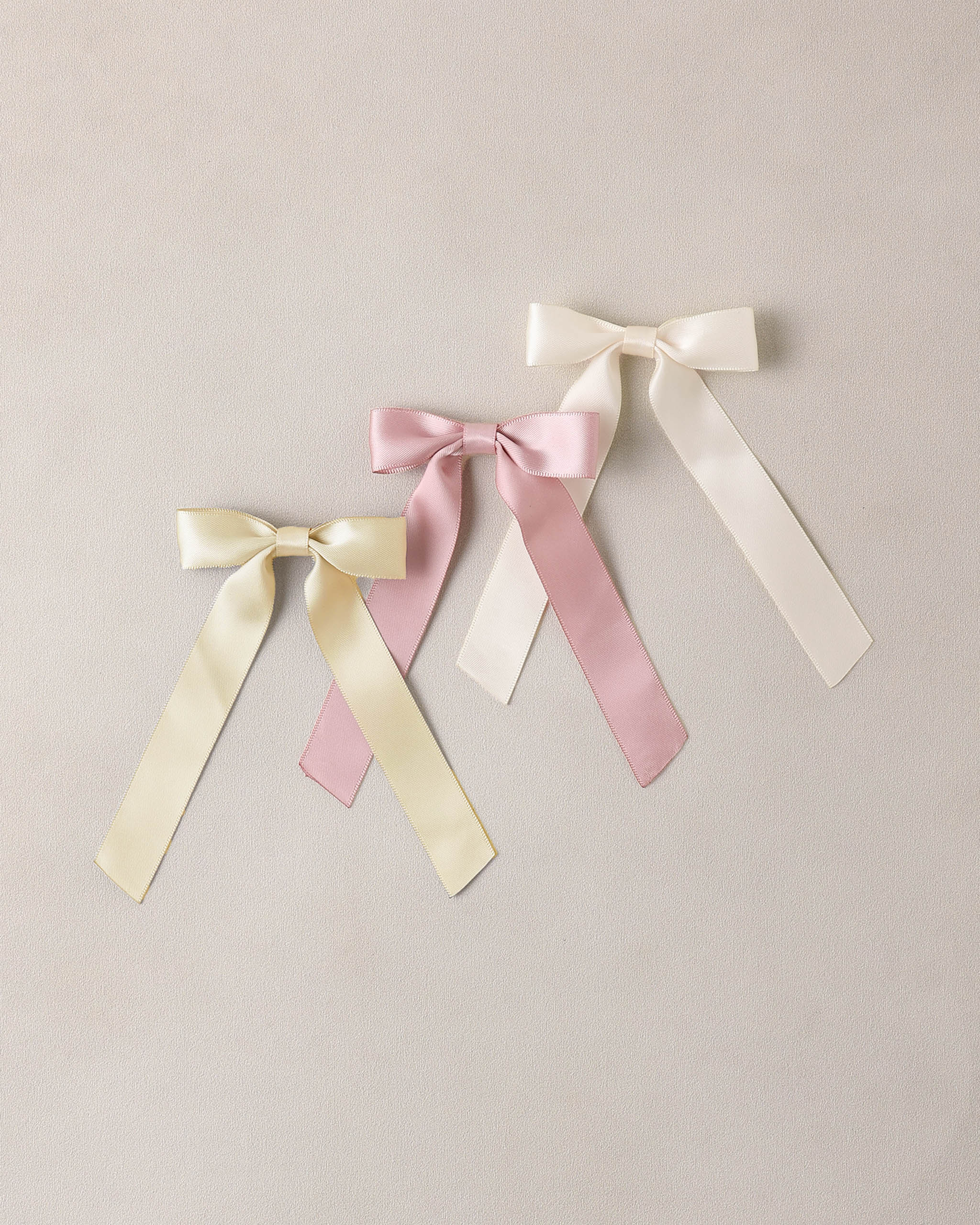 Lemon, Natural & Lavender Satin Bow Set