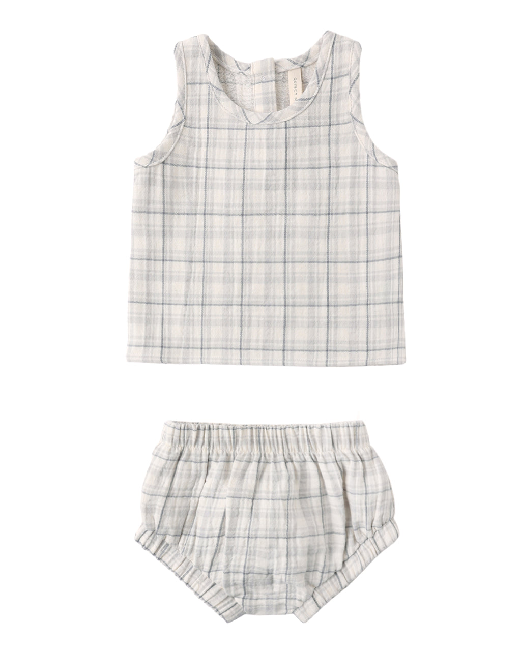 Blue Plaid Woven Tank Set