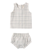Blue Plaid Woven Tank Set
