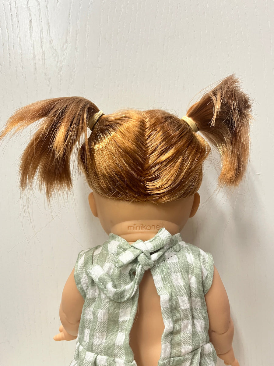 Gabrielle Baby Doll in Gingham Noa Romper (34 cm)