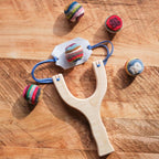Wooden Slingshot & Felt Ball Set