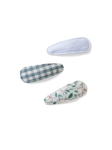 Baby Hair Clips 3 Pack - Navy Gingham