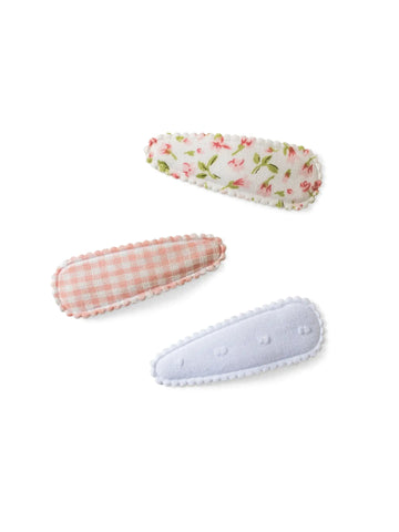 Baby Hair Clips 3 Pack - Pink Gingham