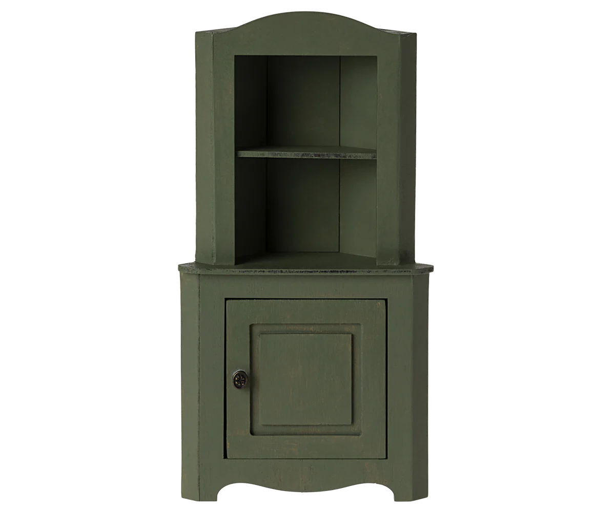 Dark Green Miniature Corner Cabinet