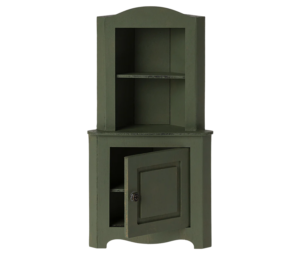 Dark Green Miniature Corner Cabinet