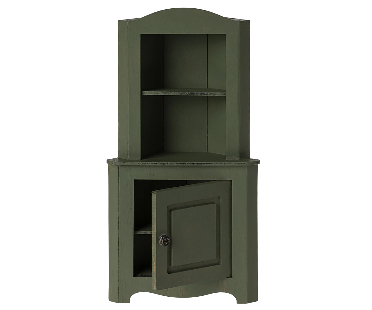 Dark Green Miniature Corner Cabinet