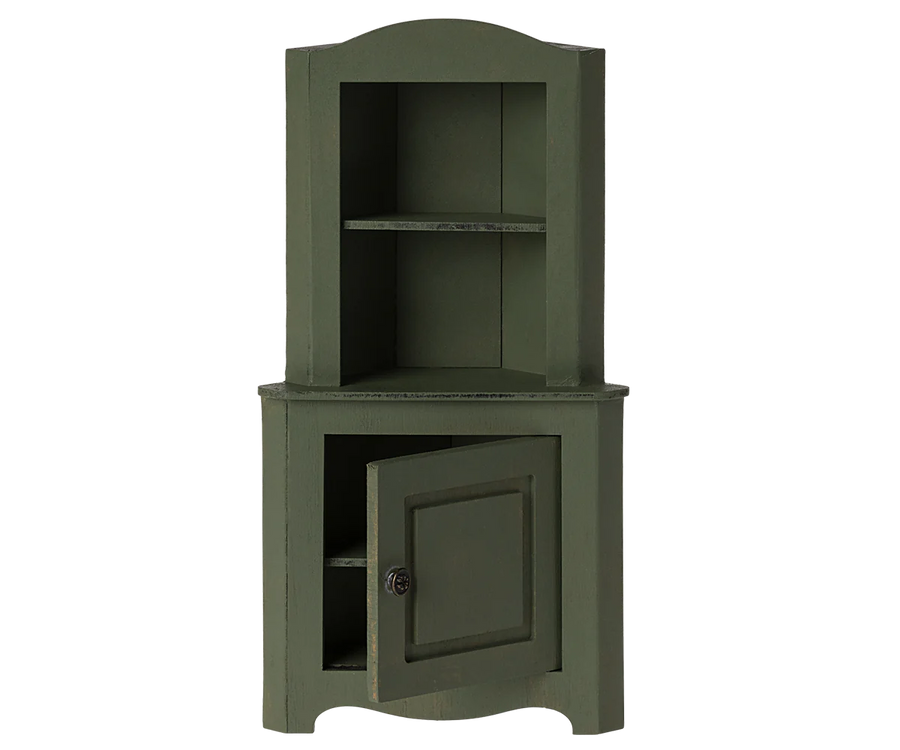 Dark Green Miniature Corner Cabinet