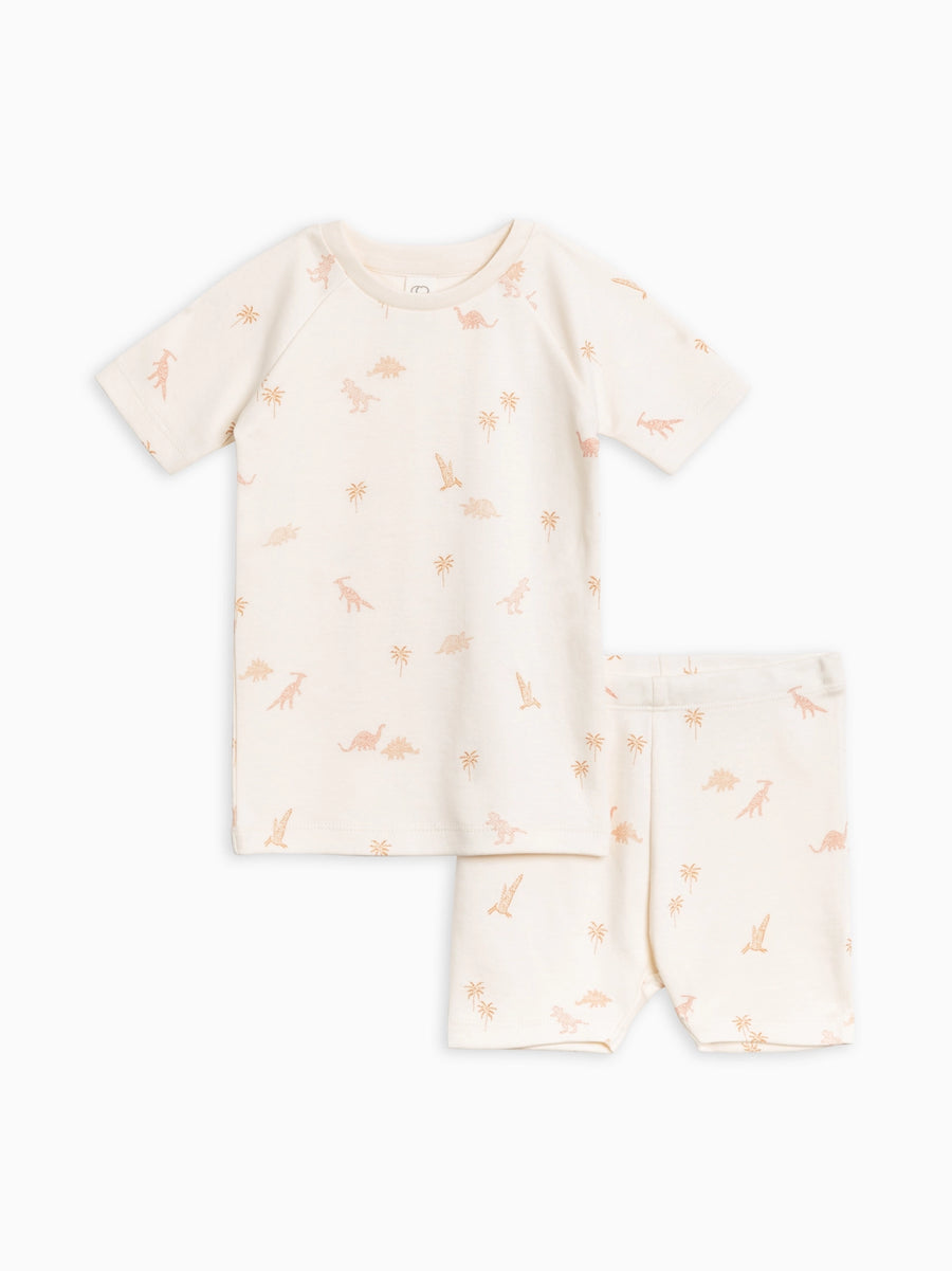 Blush Dino Short Sleeve Pajama Set