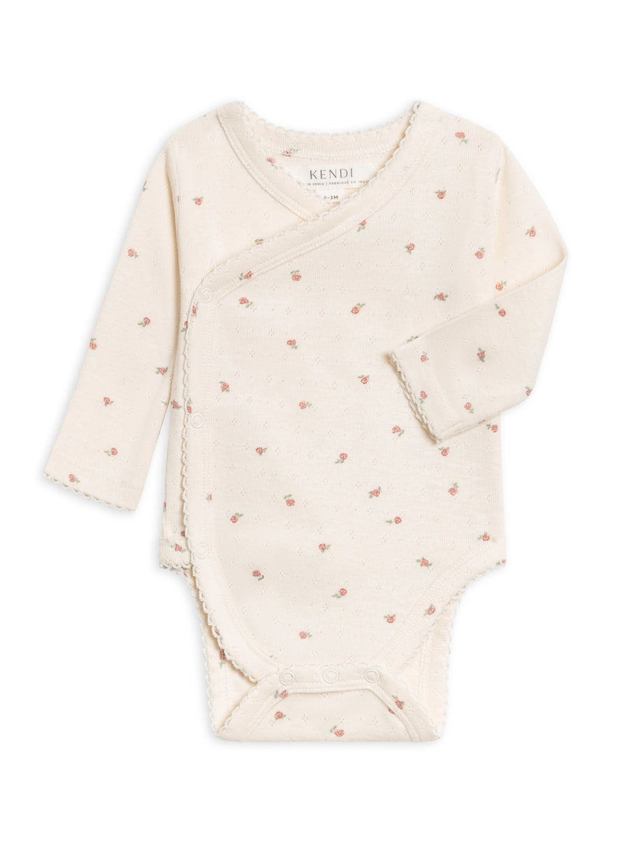 Organic Cotton Rose Pointelle Kimono Bodysuit