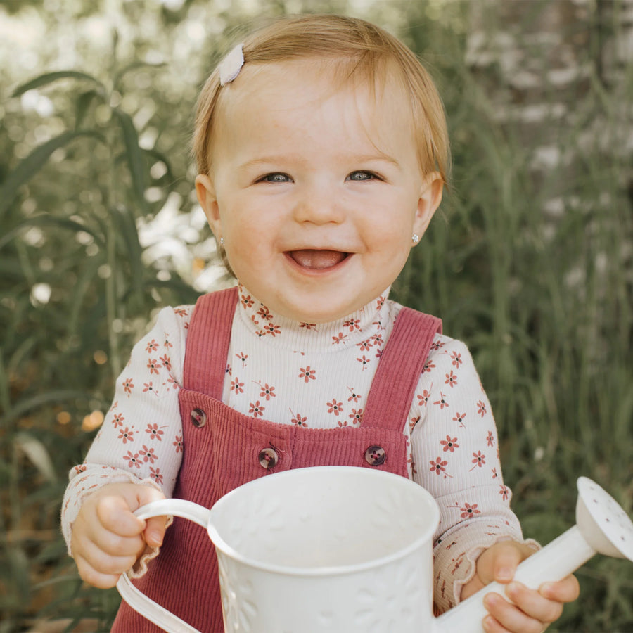 Raspberry Corduroy Overall Dress Set