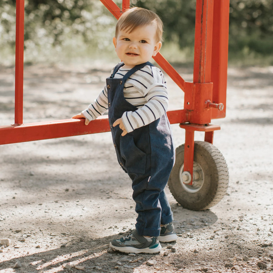 Blue Stripe Corduroy Overall Set