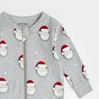 Heather Grey Santa Zipper Footie