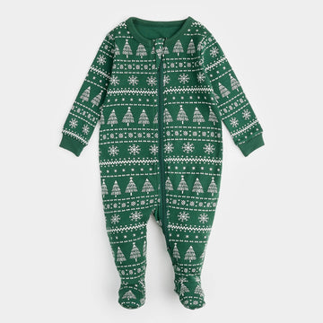 Festive Firs Zipper Footie