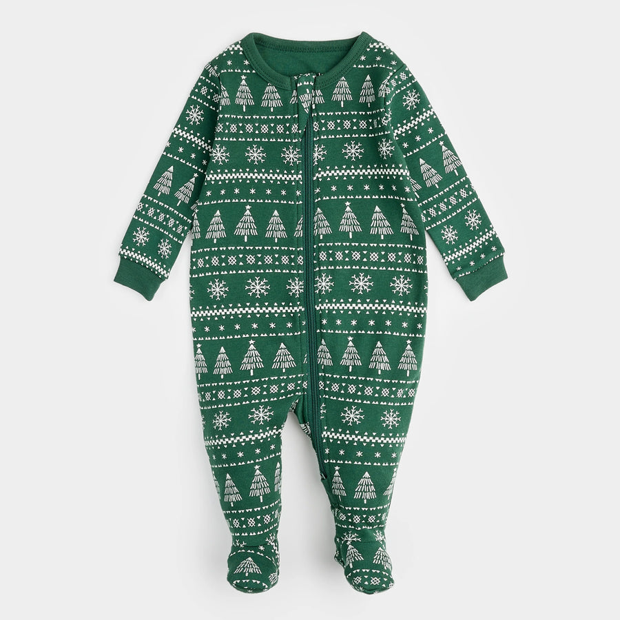 Festive Firs Zipper Footie