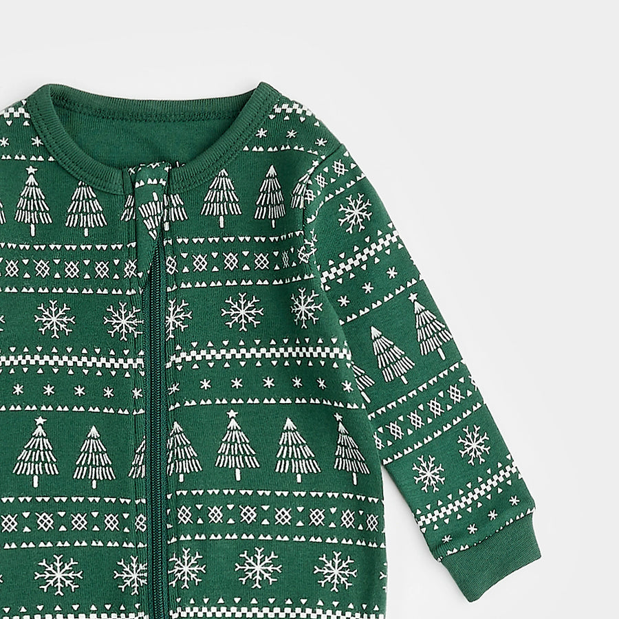 Festive Firs Zipper Footie