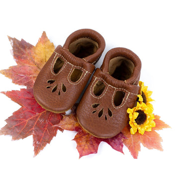 Chestnut Lotus T-Strap Shoes